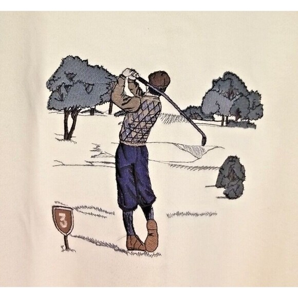 Vintage C&B Sport Golf Swing Embroidered Beige Sweatshirt Men’s Size XXL     T21 - Picture 2 of 6